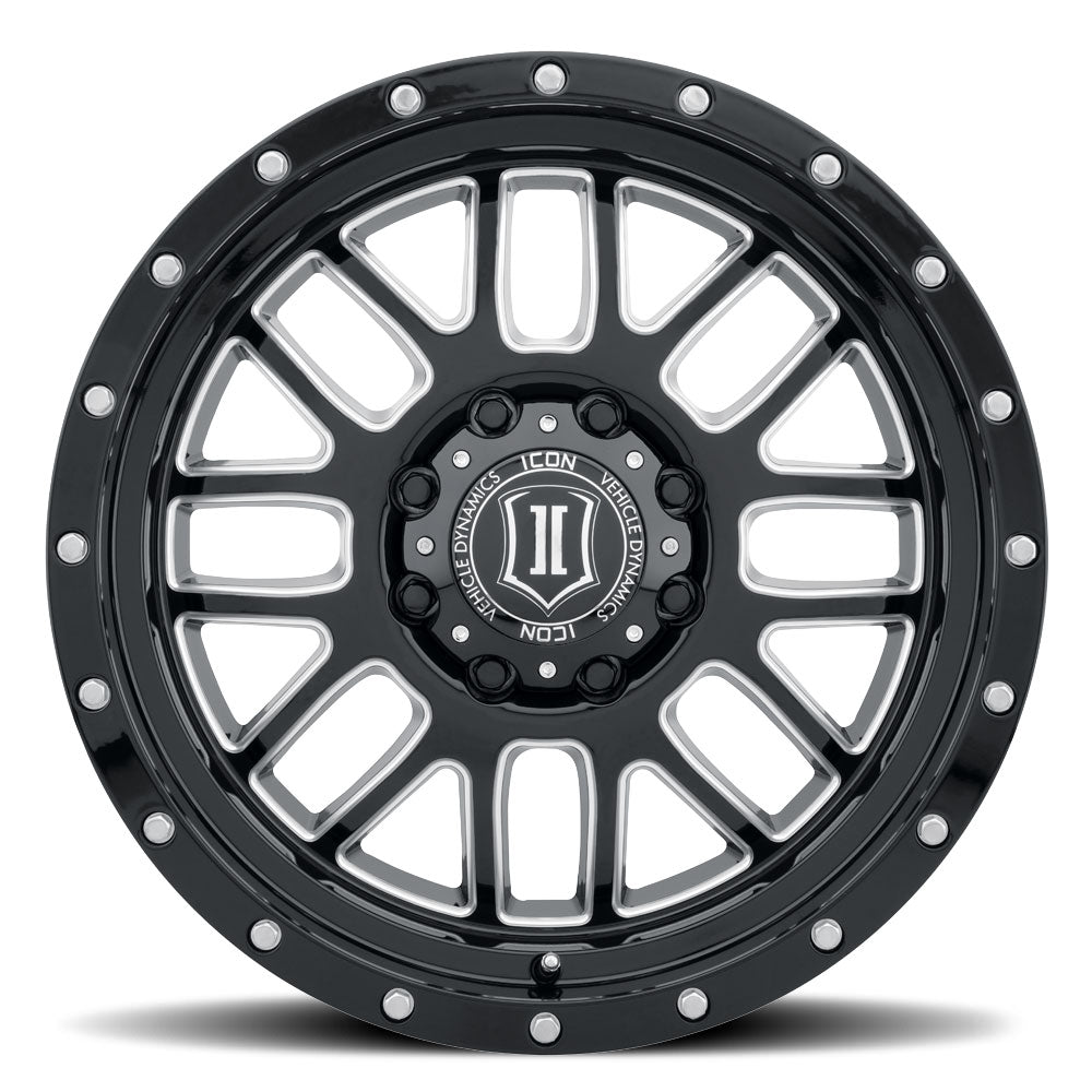 ICON Alloys Alpha Gloss Black w/ Milled Windows 20x9 8x6.5 19mm Offset 5.75" BS