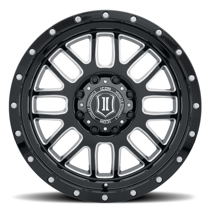 ICON Alloys Alpha Gloss Black w/ Milled Windows 20x9 8x6.5 19mm Offset 5.75" BS