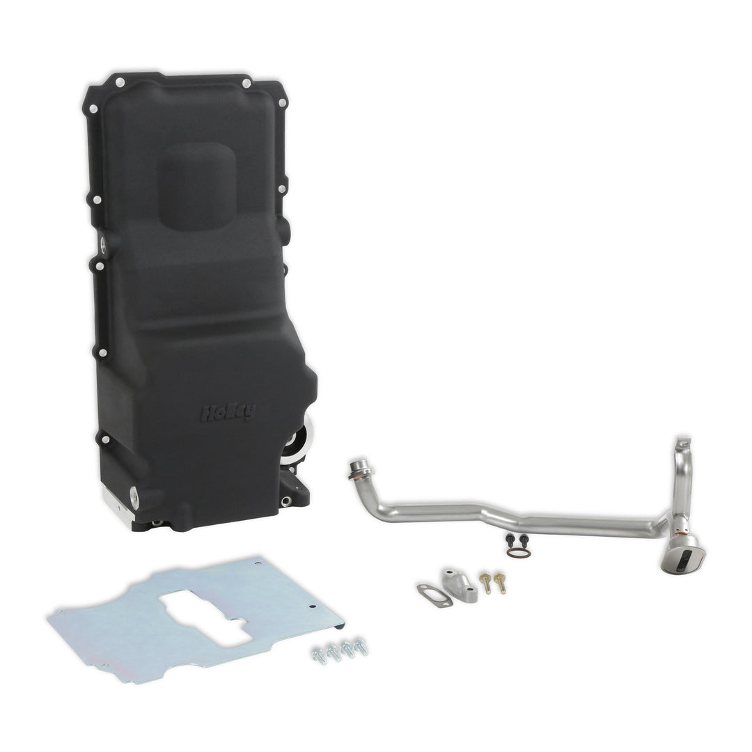 Holley GM LS Swap Oil Pan - Black - Most Front Clearance | SKU 302-3BK
