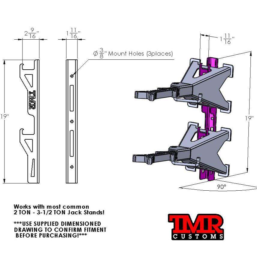 TMR Customs SMALL Jack Stand Storage Rack - PAIR