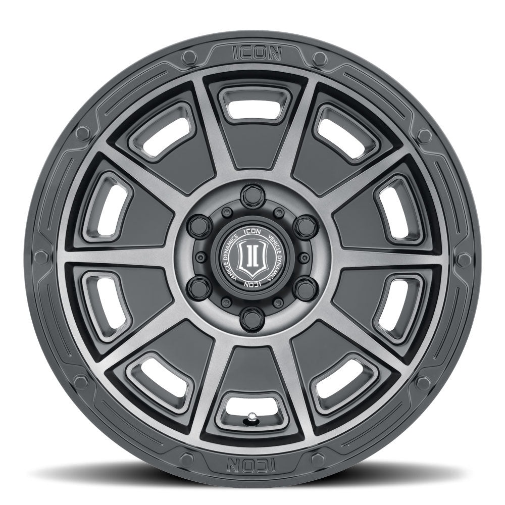 ICON Alloys Victory Smoked Satin Black 17x8.5 /5x4.5 0mm Offset 4.75" BS (3017856547SSBT)