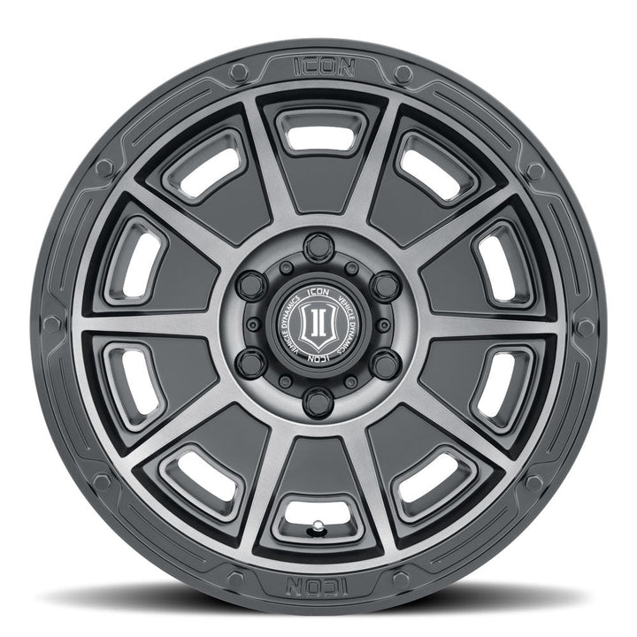 ICON Alloys Victory Smoked Satin Black 17x8.5 /5x4.5 0mm Offset 4.75" BS (3017856547SSBT)