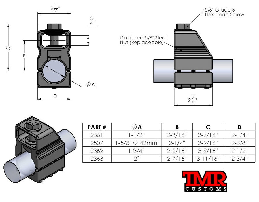 TMR Customs Double Shear Tie Rod Clamp - Hydraulic Assist