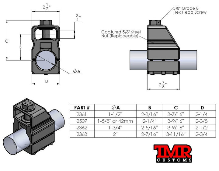 TMR Customs Double Shear Tie Rod Clamp - Hydraulic Assist