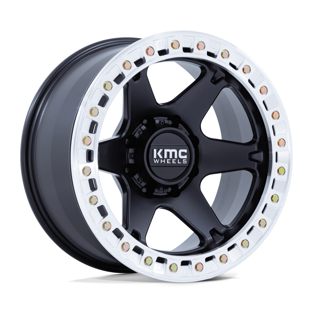 KMC KM238 VI Beadlock Wheel - Satin Black w/ Machined Ring