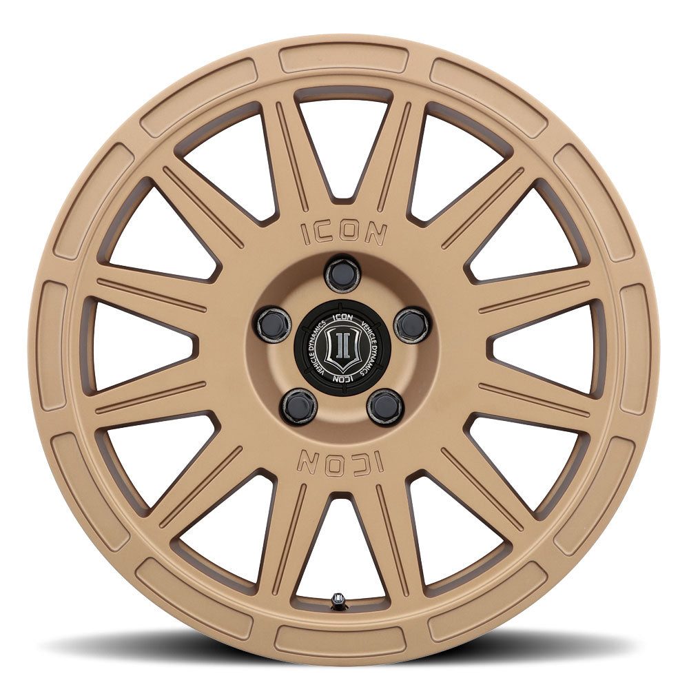 ICON Alloys Ricochet Satin Gold 17x8 5x100 38mm Offset 6" BS (7017805060SG)