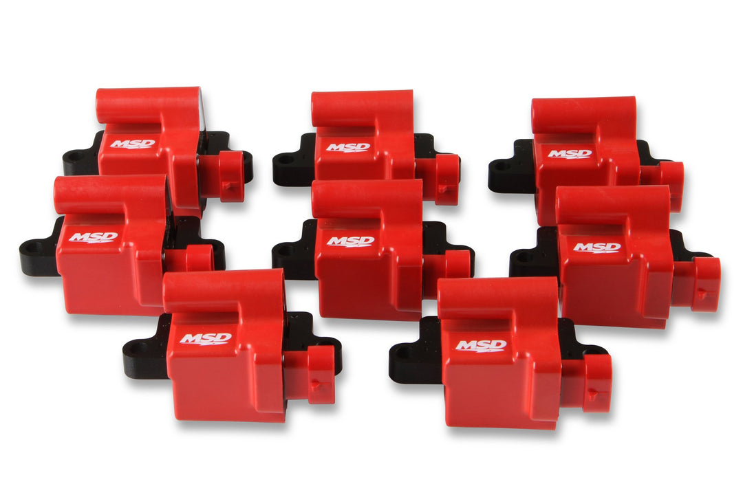 MSD Ignition Coil - GM LS Blaster Series - L-Series Truck Engine - Red - 8-Pack | SKU 82648