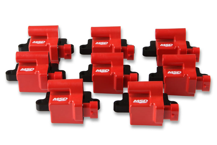 MSD Ignition Coil - GM LS Blaster Series - L-Series Truck Engine - Red - 8-Pack | SKU 82648