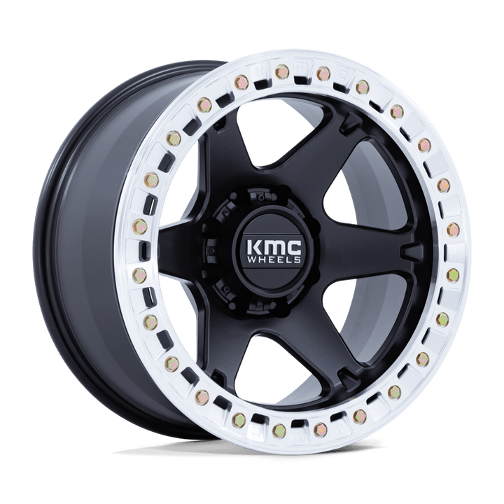 KMC KM238 VI Beadlock Wheel - Satin Black w/ Machined Ring