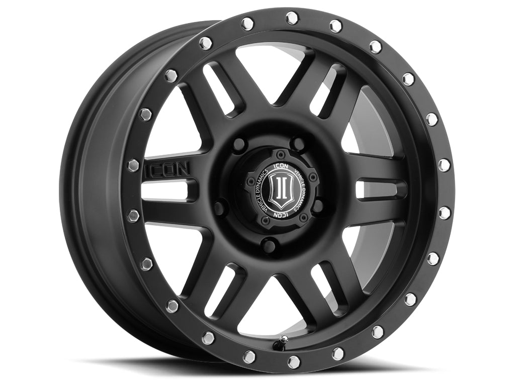 ICON Alloys Six Speed Satin Black 17x8.5 5x150 25mm Offset 5.75" BS (1417855557SB)