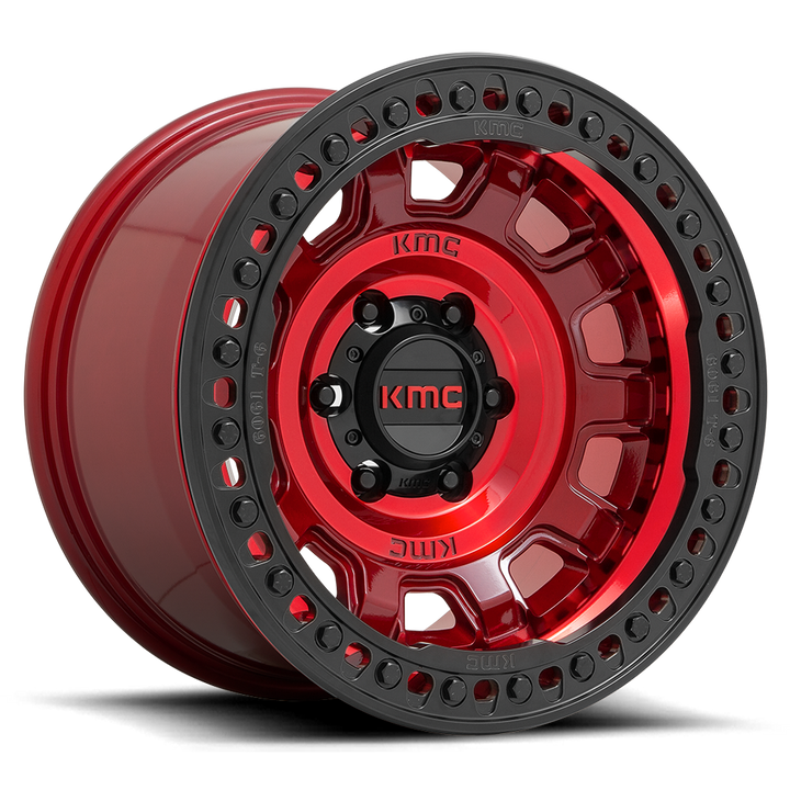 KMC KM236 Tank Beadlock Wheel - Candy Red