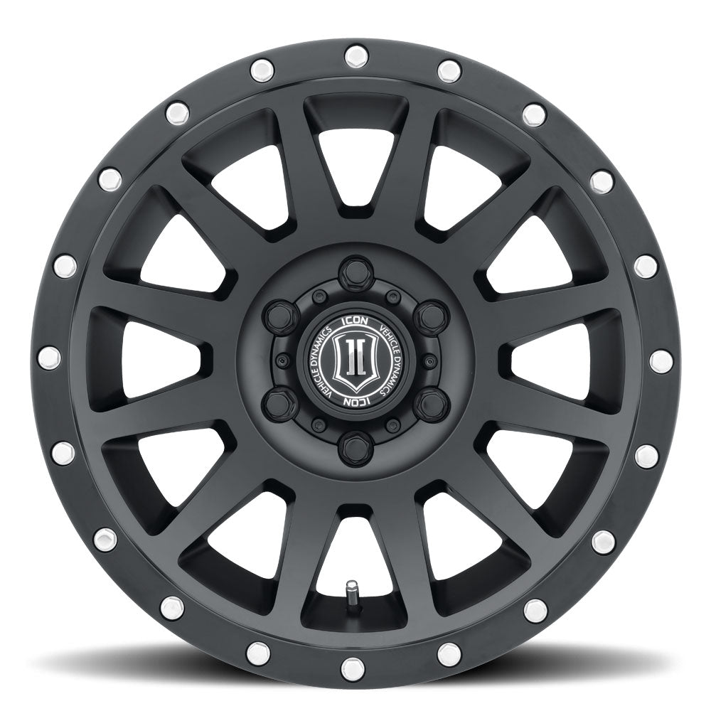 ICON Alloys Compression Satin Black 18x9 5x5 -12mm Offset 4.5" BS (2018907345SB)