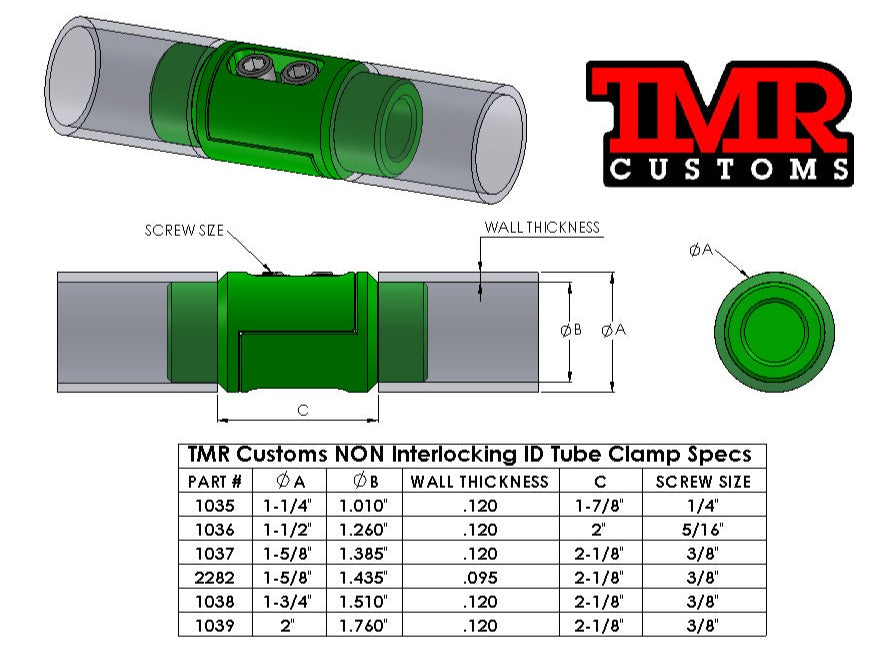 TMR Customs NON Interlocking ID Tube Clamp - Round