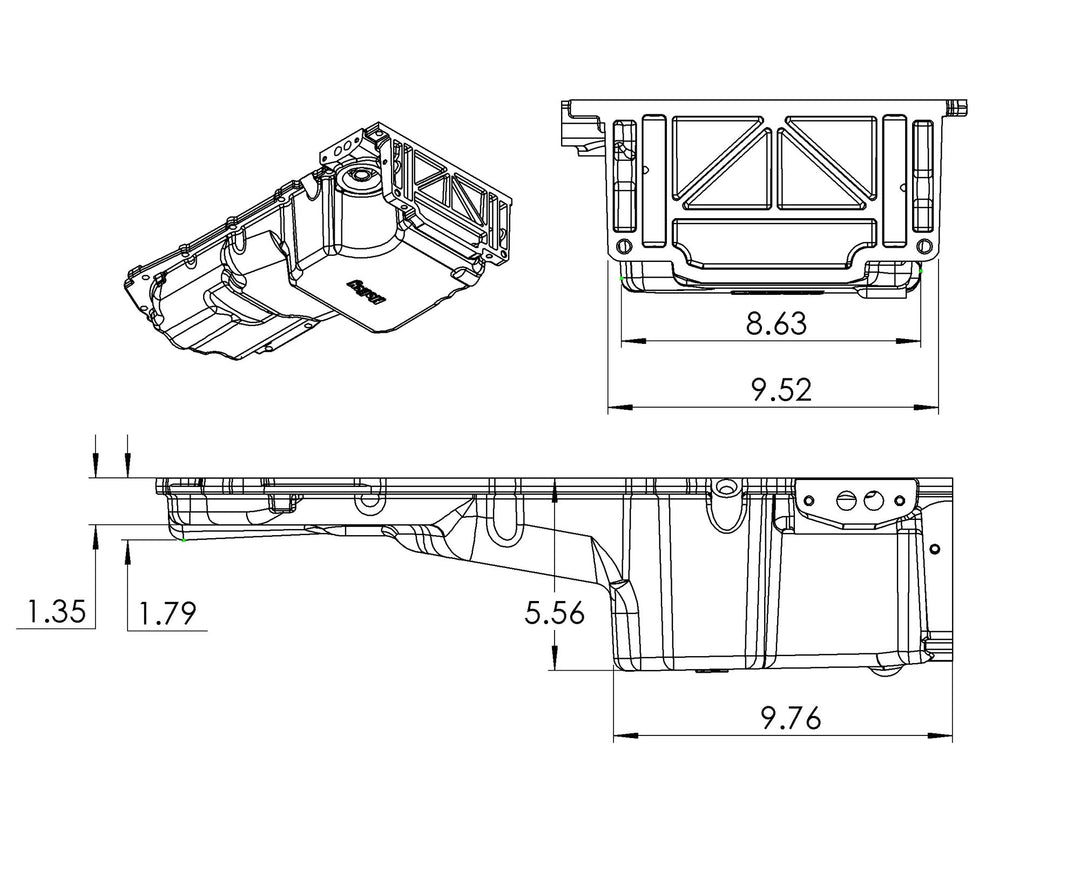 Holley GM Gen V LT Swap Oil Pan - as Cast with Turbo Oil Return | SKU 302-20