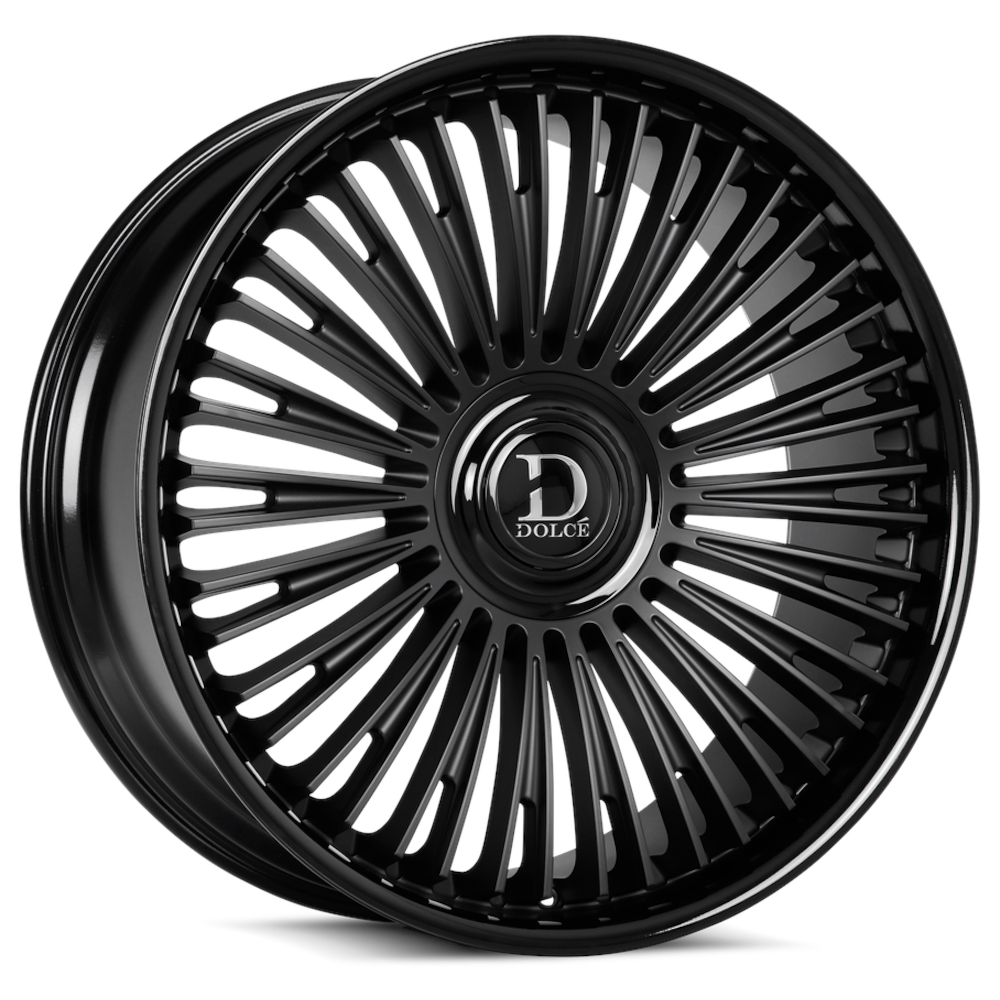 Dolce Luxury Razzo | 24x10 | 6 On 135/139.7 | Offset 35 | Matte Black with Gloss Black Lip | SKU RAZZO-241036GLMBF