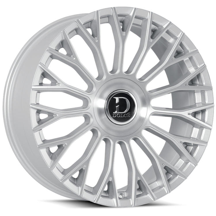 Dolce Luxury Roma | 24x10 | 6 On 135/139.7 | Offset 25 | Gloss Silver with Brushed Spokes | SKU ROMA-241036GSBF25