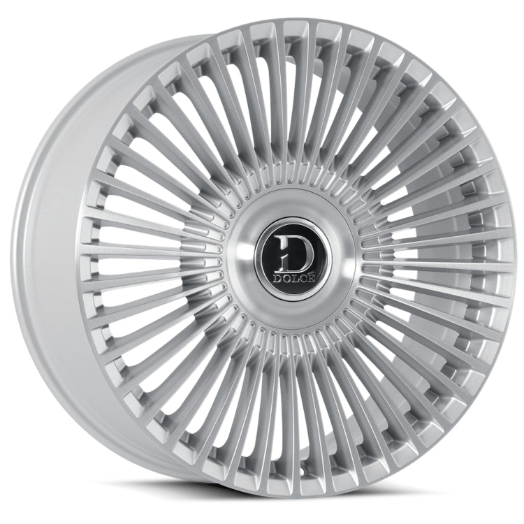 Dolce Luxury Trento | 24x10 | 6 On 135/139.7 | Offset 25 | Gloss Silver with Brushed Spokes | SKU TRENTO-241036GSBF25