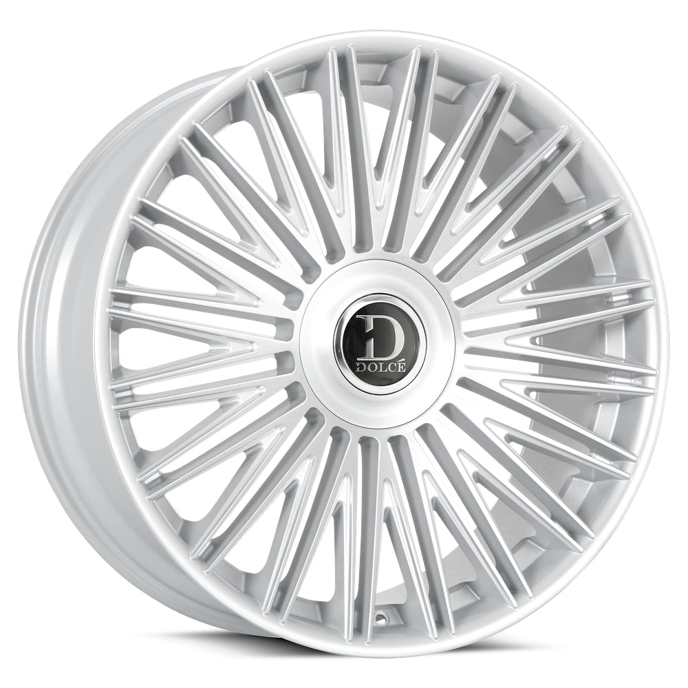 Dolce Luxury Vulto | 24x10 | 6 On 135/139.7 | Offset 25 | Gloss Silver with Brushed Spokes | SKU VULTO-241036GSBF25