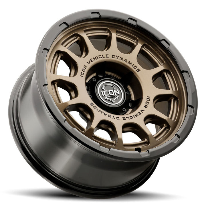 ICON Alloys Rancho Satin Bronze w/ Gloss Black Lip 17x8.5 6x135 6mm Offset 5" BS