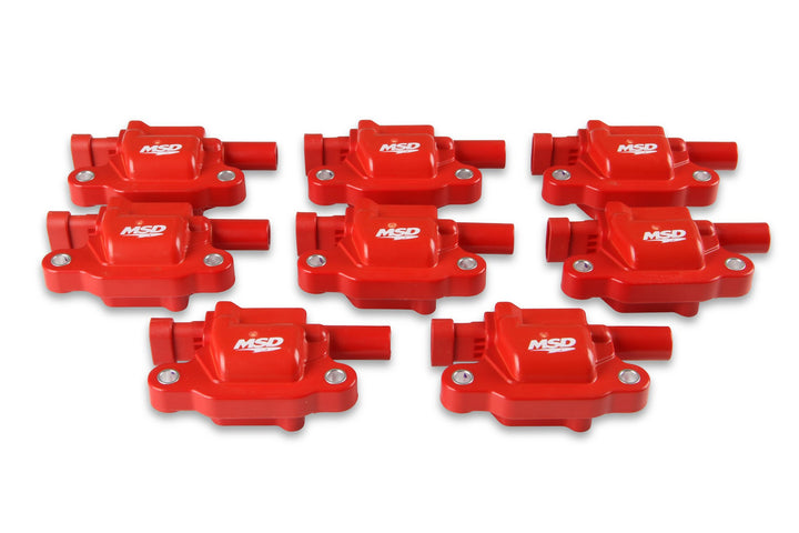 MSD Ignition Coil - Blaster Series - LS2/LS3/LS4/LS7/LS9 Engines - Red - 8-Pack | SKU 82658