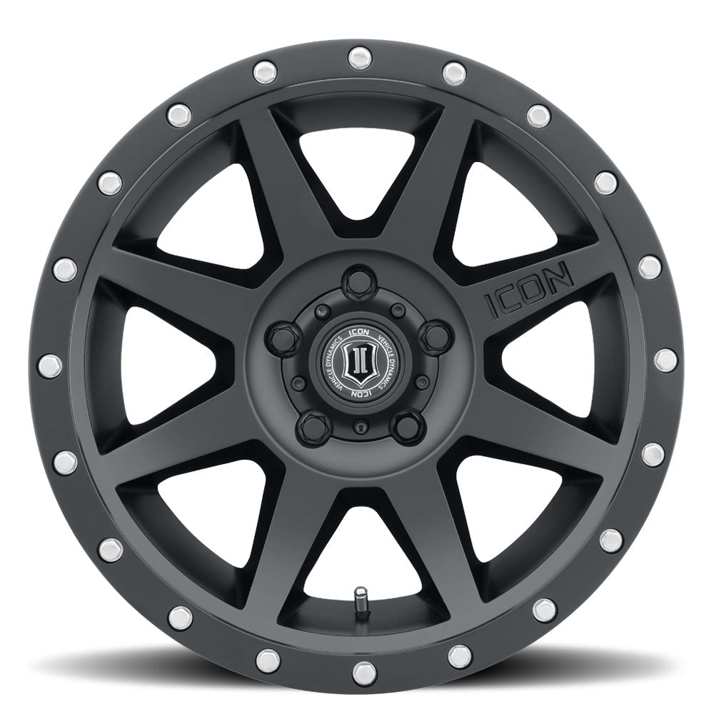 ICON Alloys Rebound Satin Black 17x8.5 5x5.5 0mm Offset 4.75" BS (1817858547SB)