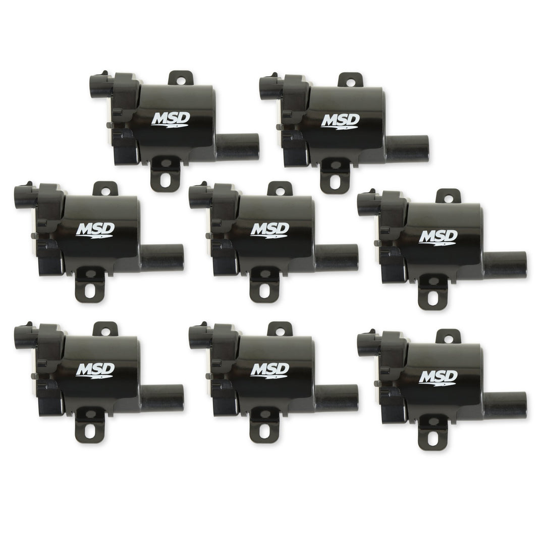 MSD Ignition Coil - Blaster Series - L-Series Truck Engine - Black - 8-Pack | SKU 826383