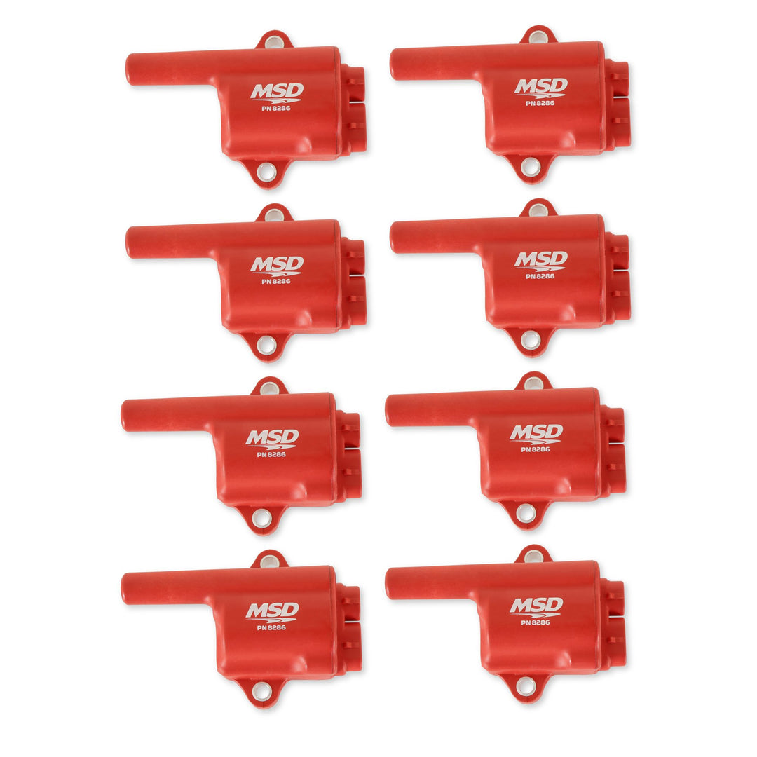 MSD Ignition Coil - Pro Power Series - GM LS Truck Style - Red - 8-Pack | SKU 82868
