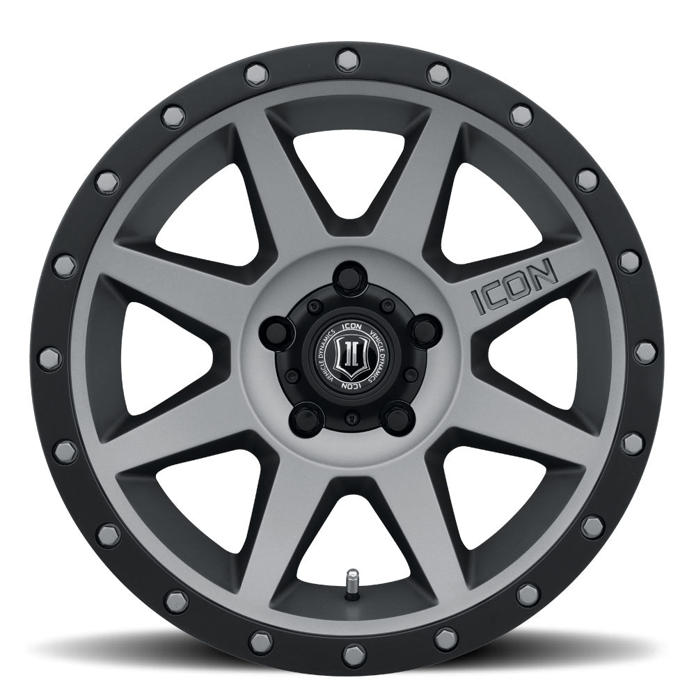 ICON Alloys Rebound Titanium 17x8.5 5x4.5 0mm Offset 4.75" BS (1817856547TT)