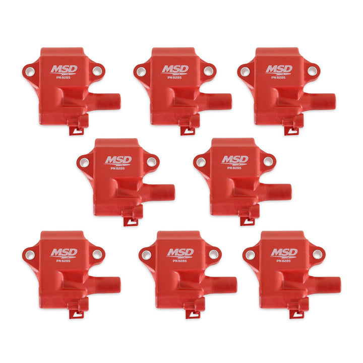 MSD Ignition Coil - Pro Power Series - GM LS1/LS6 Engines - Red - 8-Pack | SKU 82858