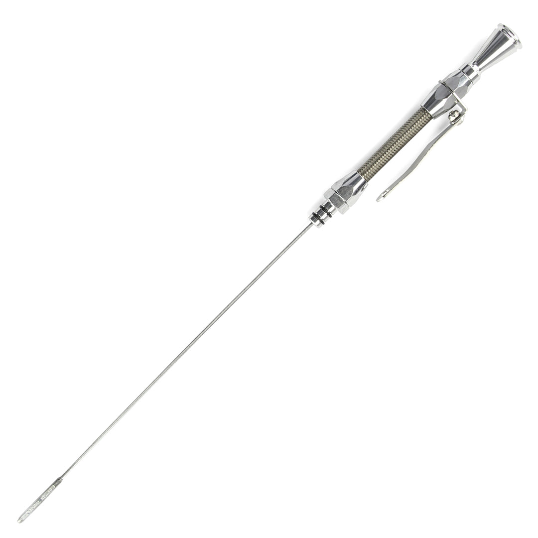 Lokar 12" Hi-Tech Flexible Engine Dipstick - 1979 & Earlier Chevy Small Block Push into Block Driver's Side