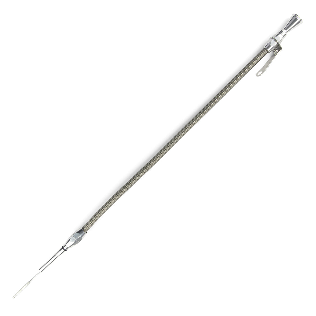 Lokar 24" Hi-Tech Flexible Engine Dipstick - 1994 & Later Ford 4.6 Modular, 2 Valve Push into Block Passenger's Side