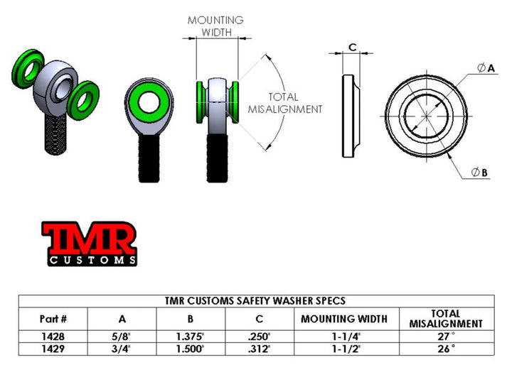 TMR Customs Stainless Steel Safety Washers for rod ends/heim joints