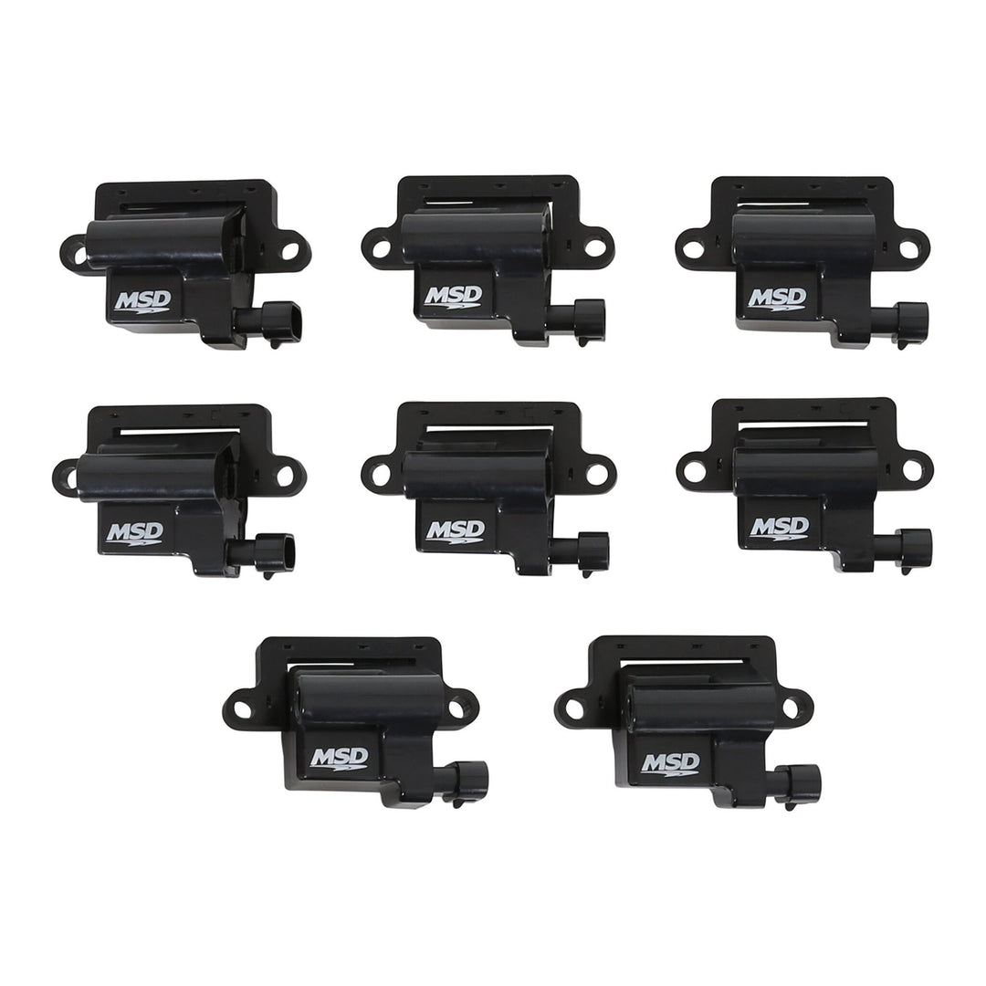MSD Ignition Coil - Blaster Series - L-Series Truck Engine - Black - 8-Pack | SKU 826483