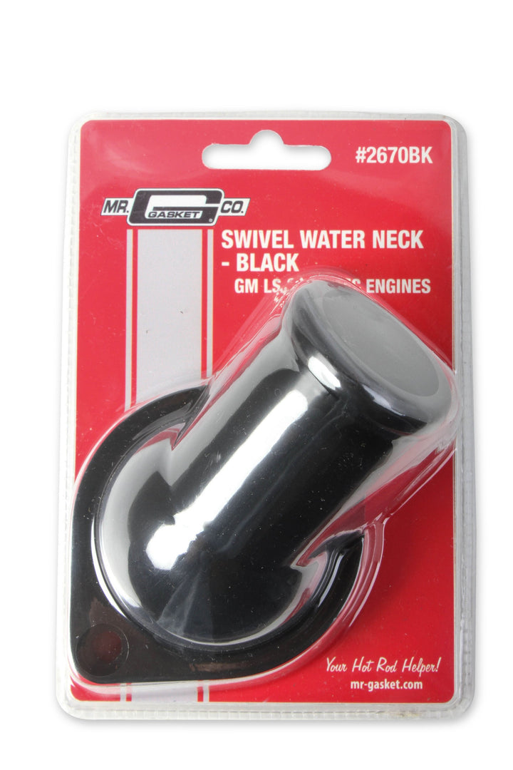 Mr. Gasket GM LS Water Neck - Swivel - 30 Degree Angle - Black | SKU 2670BK