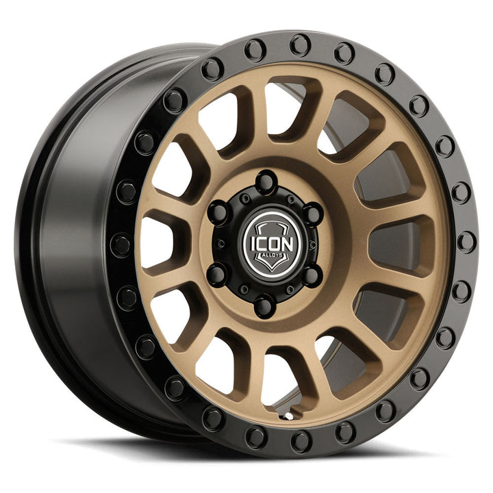 ICON Alloys Hulse Satin Bronze w/ Gloss Black Lip & Bolts 18x9 6x5.5 0mm Offset 5" BS