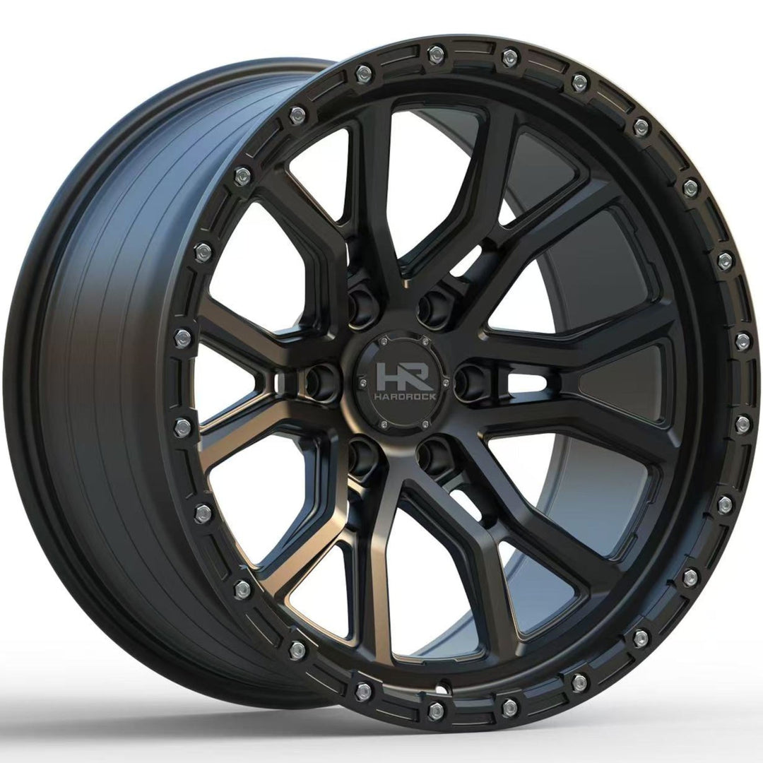 Hardrock Offroad H115 | 20x10 | 6 On 135 | Offset -19 | Satin Black with Gloss Black Lip | SKU H115-201036119BB