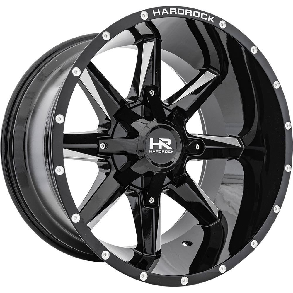 Hardrock Offroad Hardcore | 20x12 | 5 On 127/139.7 | Offset -44 | Gloss Black with Milled Spokes | SKU H703-201252144GBM