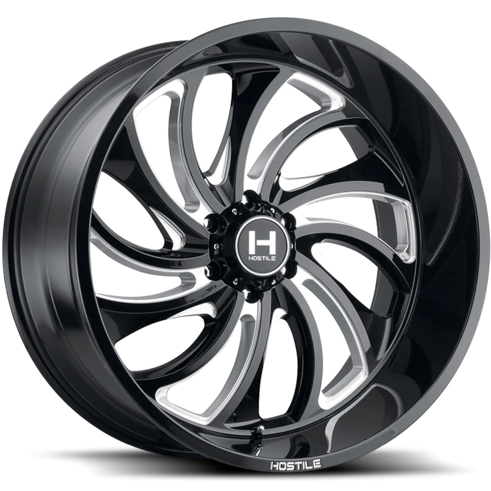 Hostile H118 Demon | 20x12 | 6 On 135 | Offset -44 | Black with Milled (Blade Cut) Spokes | SKU H118-2012613547B
