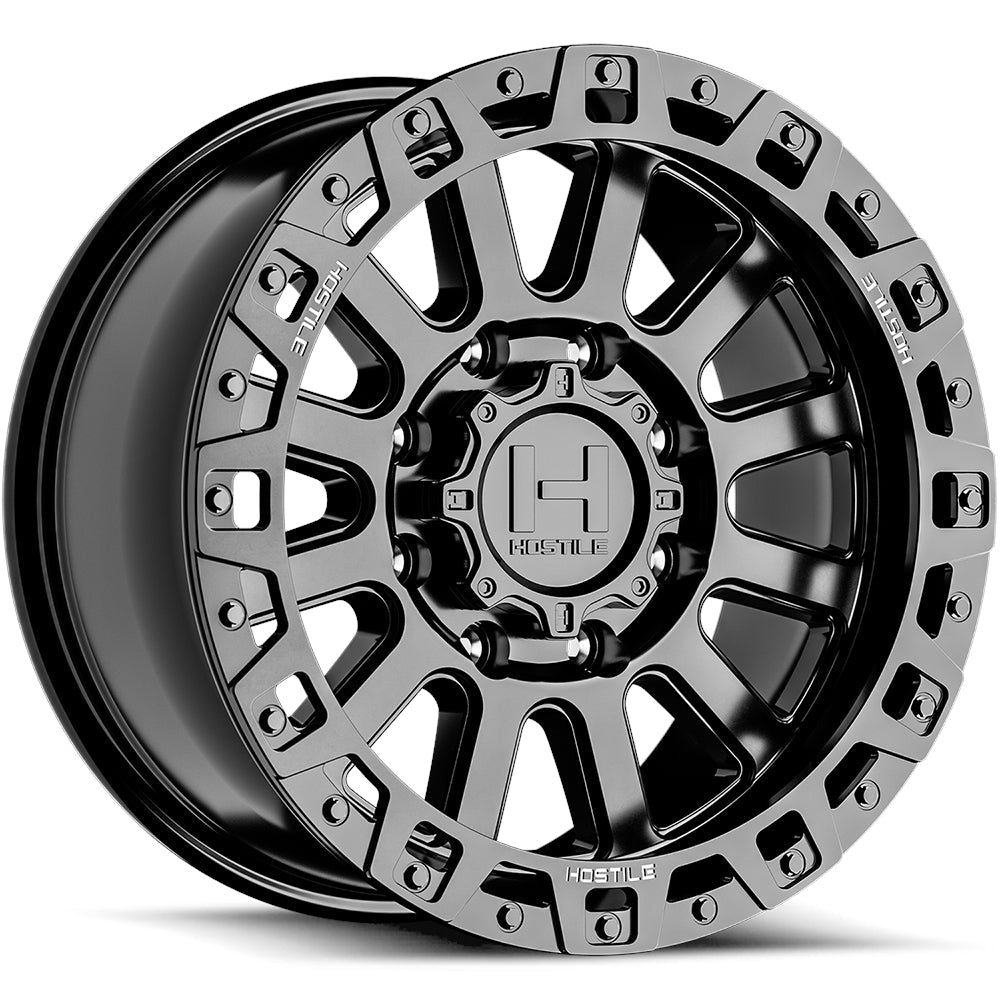 Hostile H139 Dominator | 20x9 | 8 On 180 | Offset 1 | Asphalt with Simulated Beadlock | SKU H139-2090818050SA