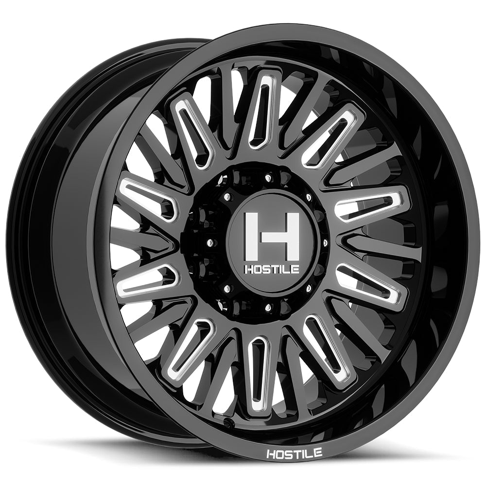 Hostile H143 Rampage | 20x10 | 8 On 180 | Offset -19 | Gloss Black with Milled Spokes | SKU H143-2010818047GB