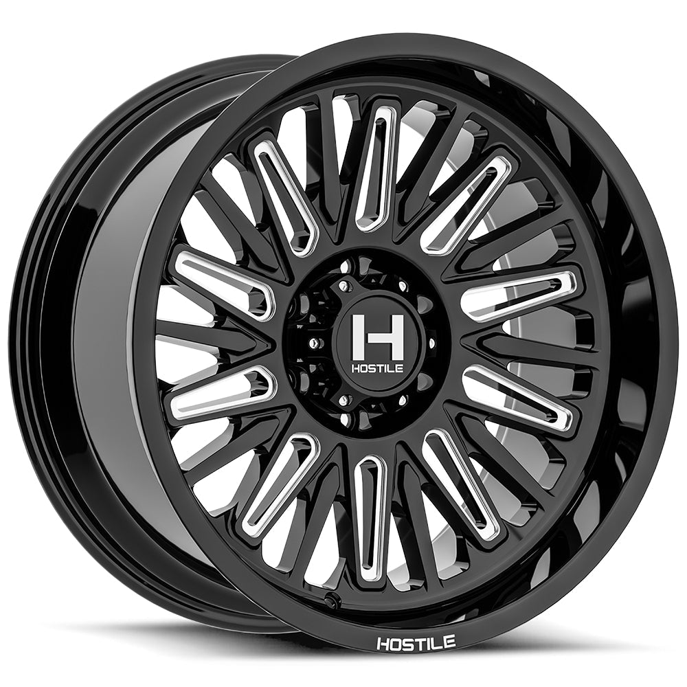 Hostile H143 Rampage | 20x10 | 6 On 135 | Offset -19 | Gloss Black with Milled Spokes | SKU H143-2010613547GB