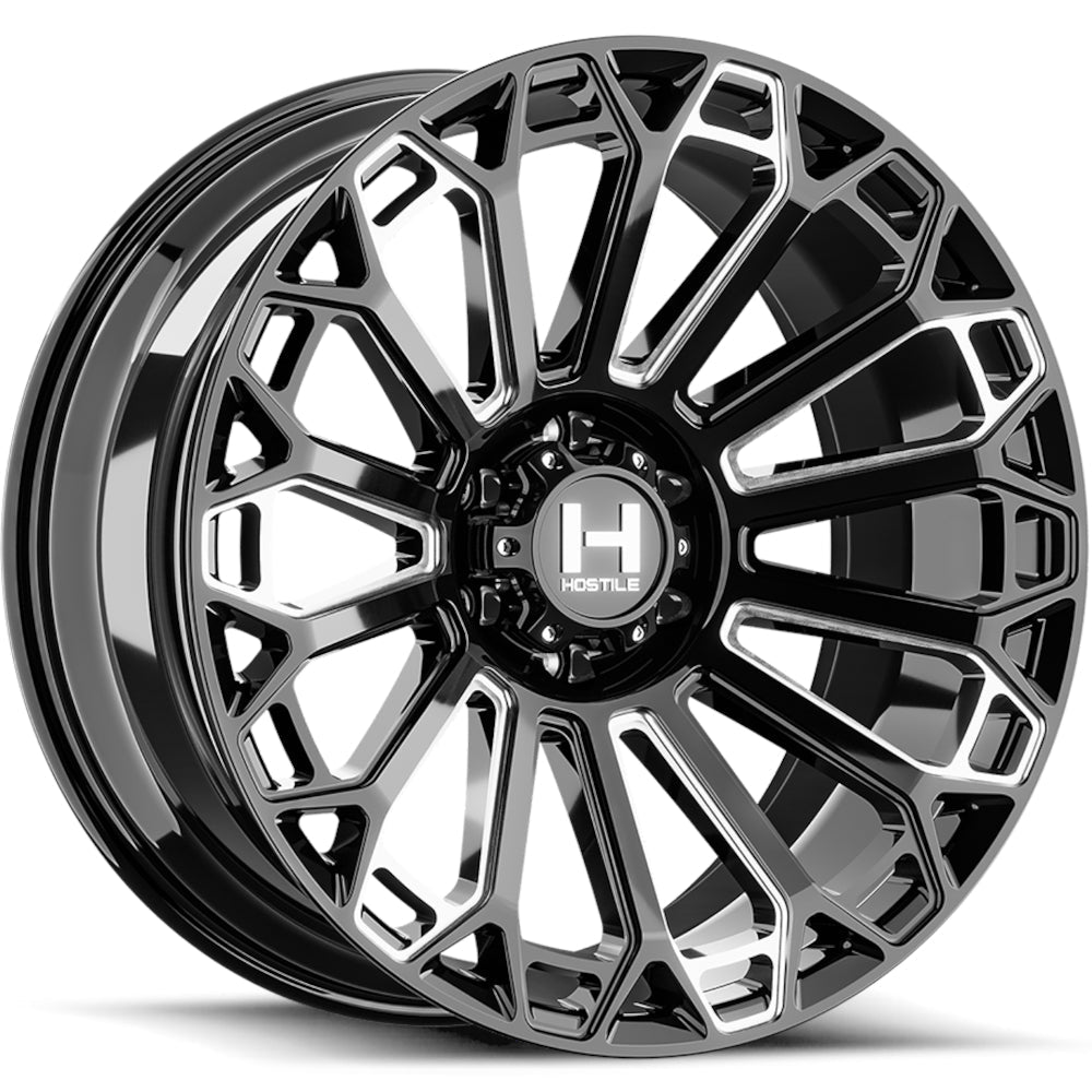 Hostile H142 Warrior | 22x10 | 6 On 139.7 | Offset -25 | Gloss Black with Milled Spokes | SKU H142-2210655045B2