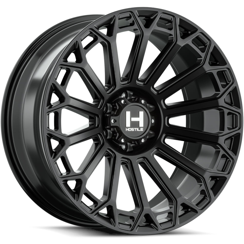 Hostile H142 Warrior | 22x12 | 5 On 127 | Offset -44 | Satin Black (Asphalt) | SKU H142-2212550047BB