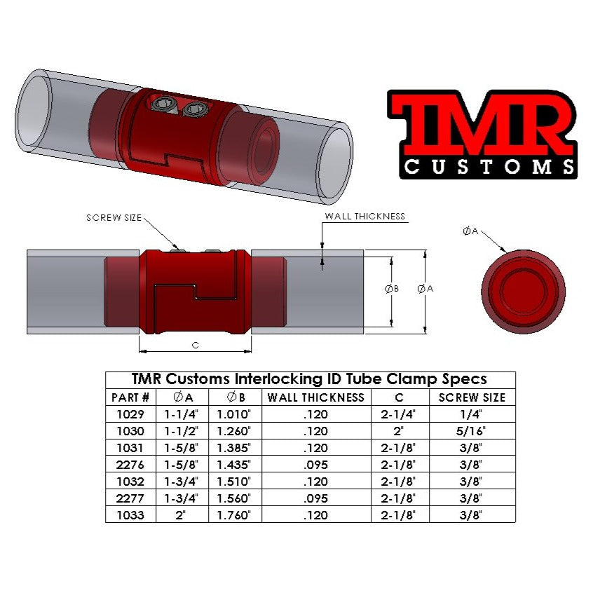 TMR Customs Interlocking ID Tube Clamp - Round