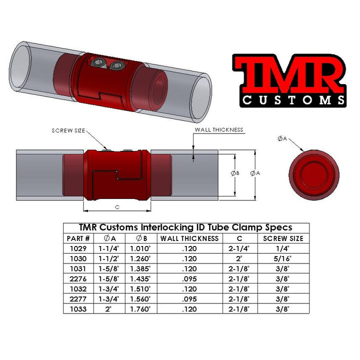 TMR Customs Interlocking ID Tube Clamp - Round