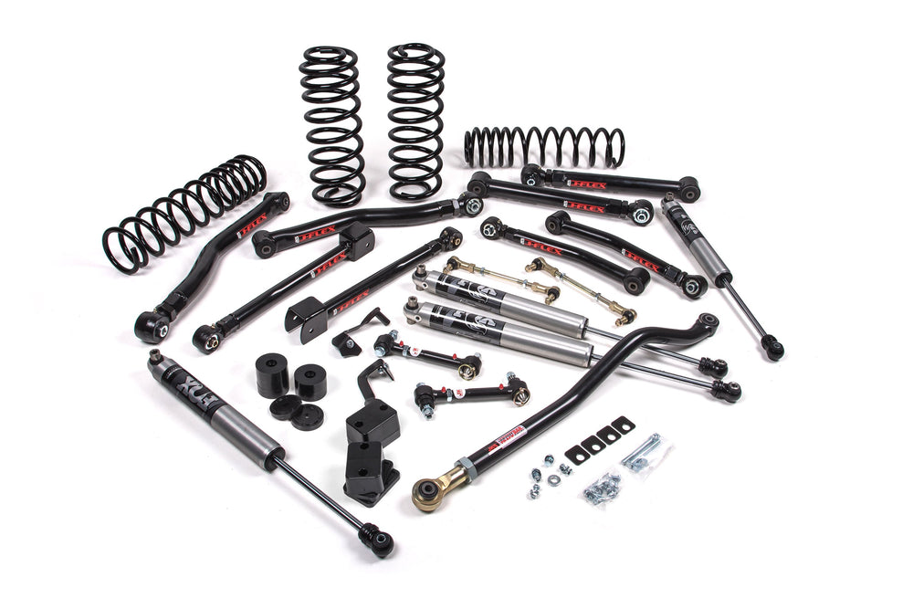 2018-2027 Jeep Wrangler JL J-Krawl 2.5 Inch Lift Kit 4 Door with FOX 2.0 Performance Series Shocks Standard Rate Coils Flex End Control Arms | JKS JSPEC125KFP