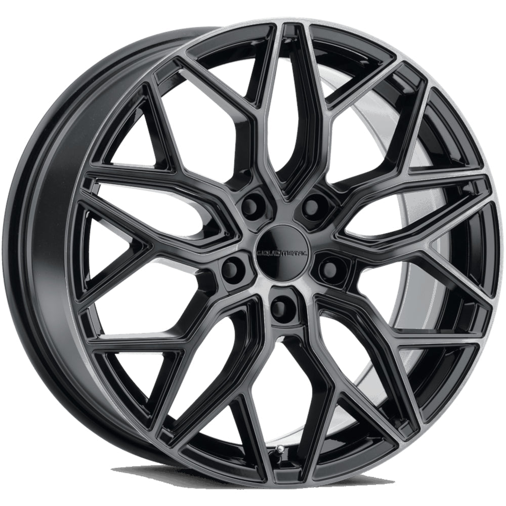 Liquid Metal Hawk | 20x9 | 6 On 139.7 | Offset 25 | Gloss Black with Machined Spokes and a Dark Tint | SKU L40-2984BT