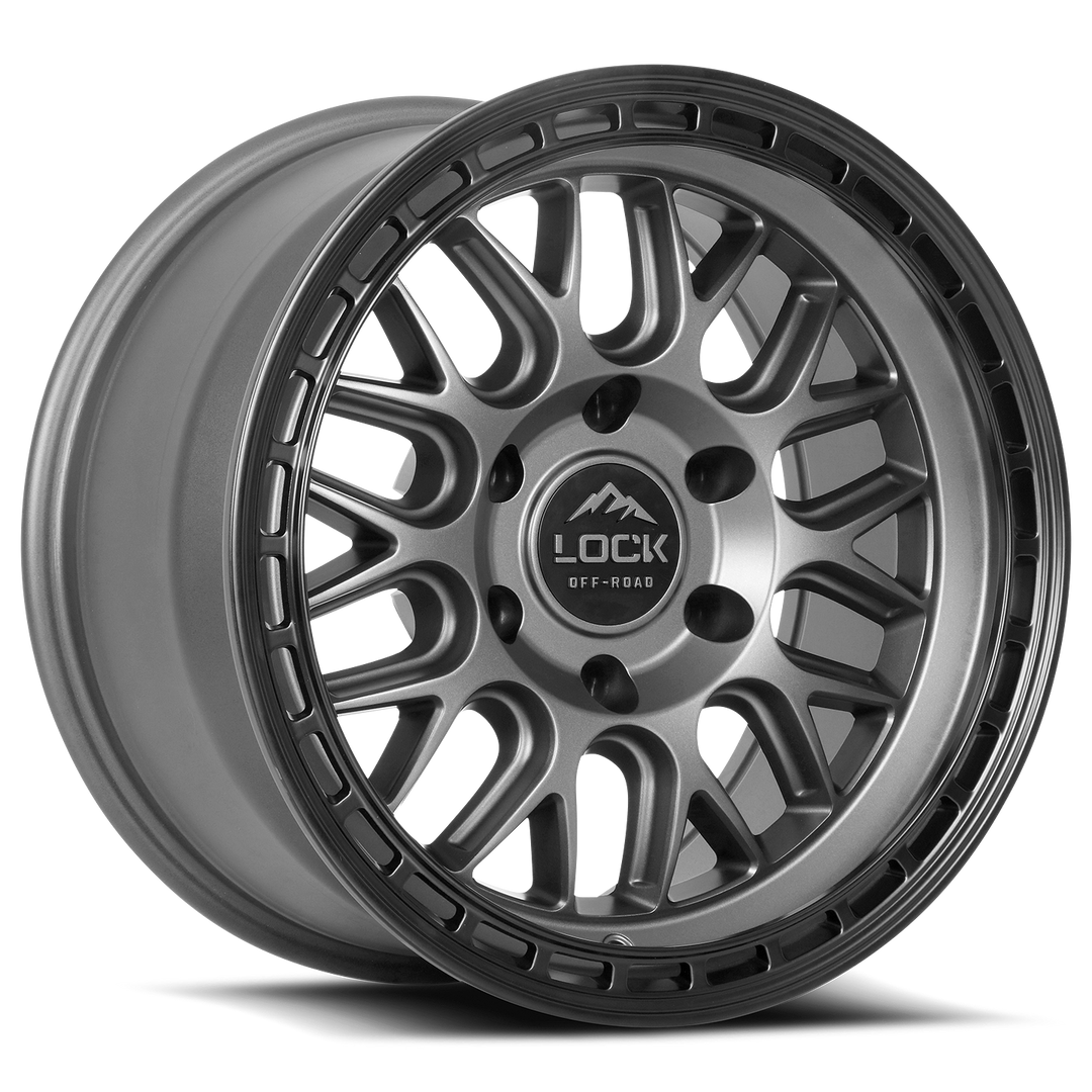 Lock Offroad Onyx | 17x9 | 6 On 139.7 | Offset -12 | Matte Grey with Matte Black Ring | SKU ONYX-7969MGMBR12N