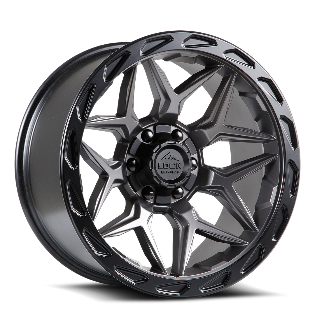 Lock Offroad Matrix | 17x9 | 6 On 135/139.7 | Offset 0 | Matte Grey with Matte Black Ring | SKU MATRIX-7936MGMBR