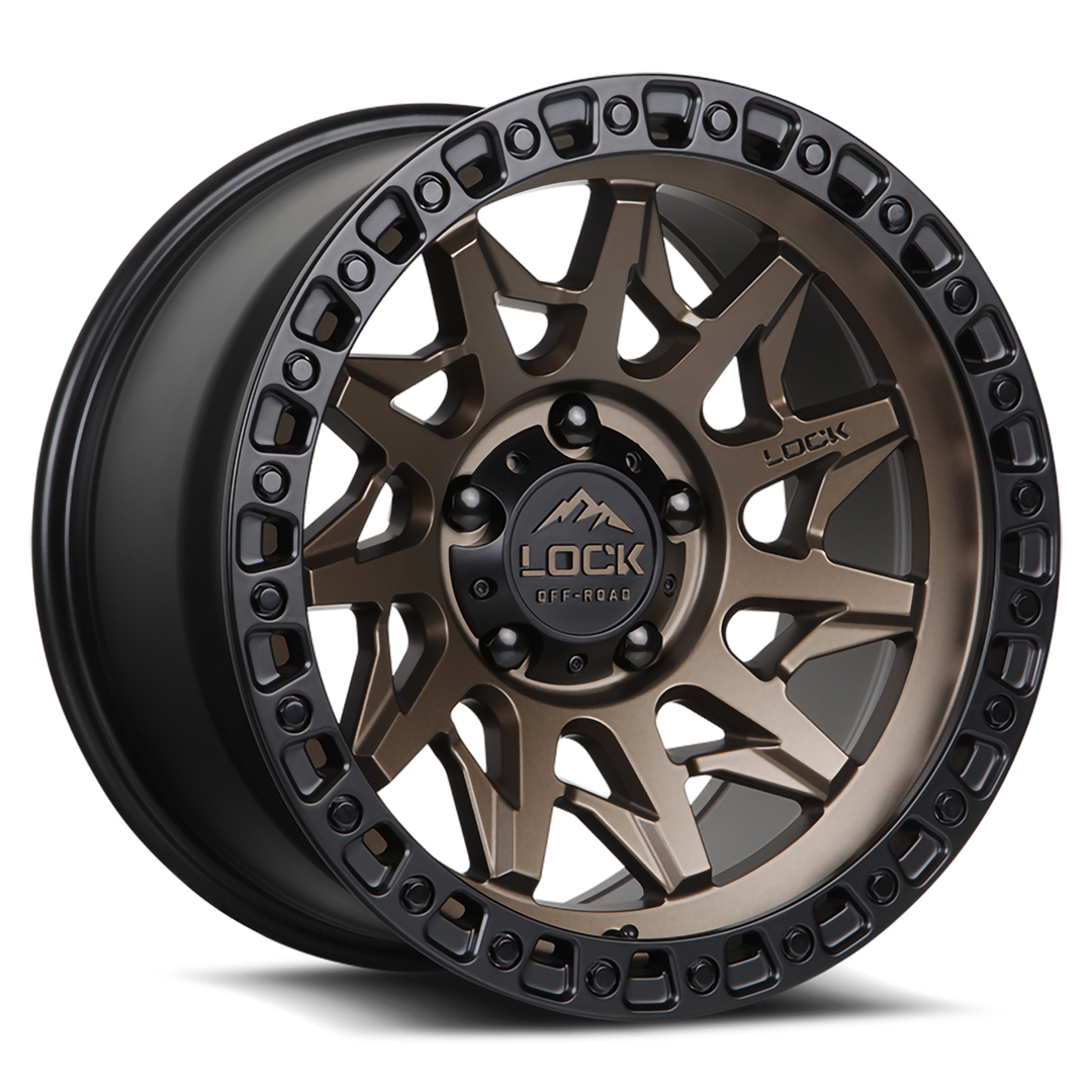 Lock Offroad Lunatic | 17x9 | 6 On 139.7 | Offset -12 | Matte Bronze with Matte Black Ring | SKU LUNATIC-7969MRMBR
